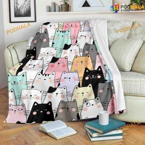 Cats Fleece Blanket For Women Kids Cat Lovers