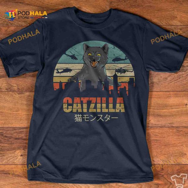 Catzilla Godzilla Black Cat Halloween Cat Costume Shirt