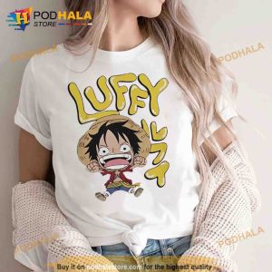 Chibi Luffy With Bubble Name And Kanji Shirt 2