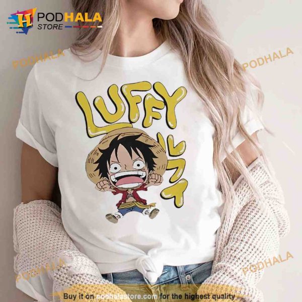 Chibi Luffy With Bubble Name And Kanji Shirt