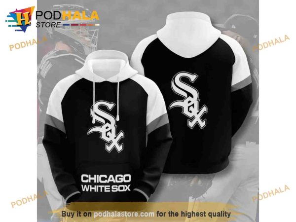 Chicago White Sox 3D Hoodie Sweatshirt Black And White