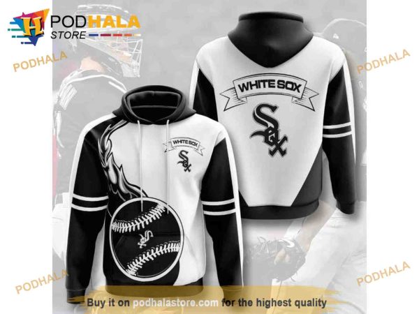 Chicago White Sox Black And White 3D Hoodie Sweatshirt