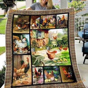 Chicken Funny Fleece Blanket For Women Men Farmer or Farming Lovers