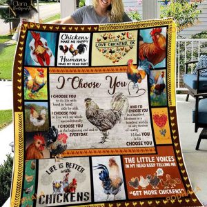 Chicken I Choose You Fleece Blanket, Life Is Better With Chickens