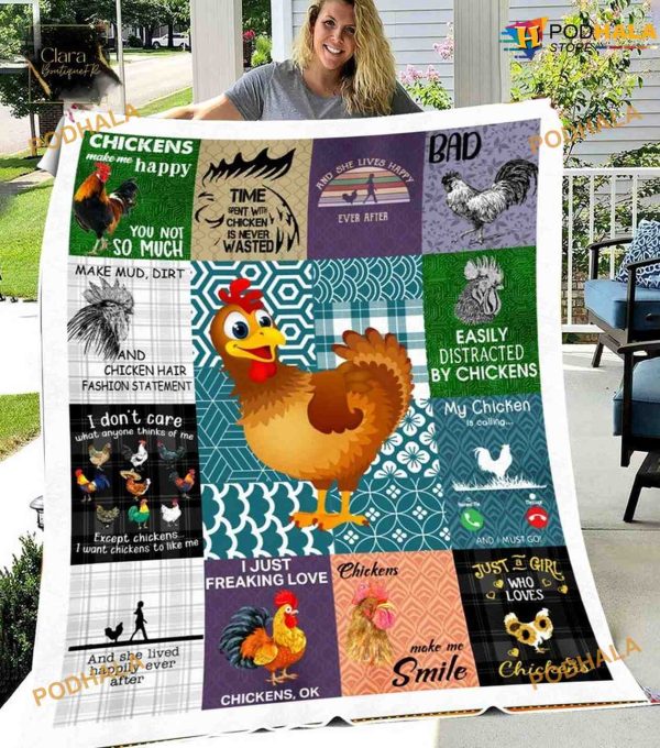 Chicken Make Me Happy You Not So Much Funny Fleece Blanket For Chicken Lovers