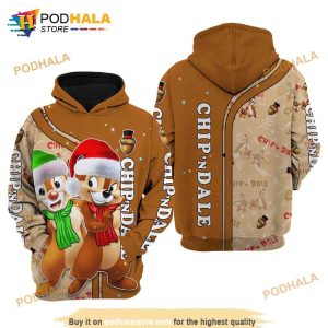 Chip 'n' Dale Raglan Brown Tan Disney Cartoon 3D Hoodie Zip Hoodie