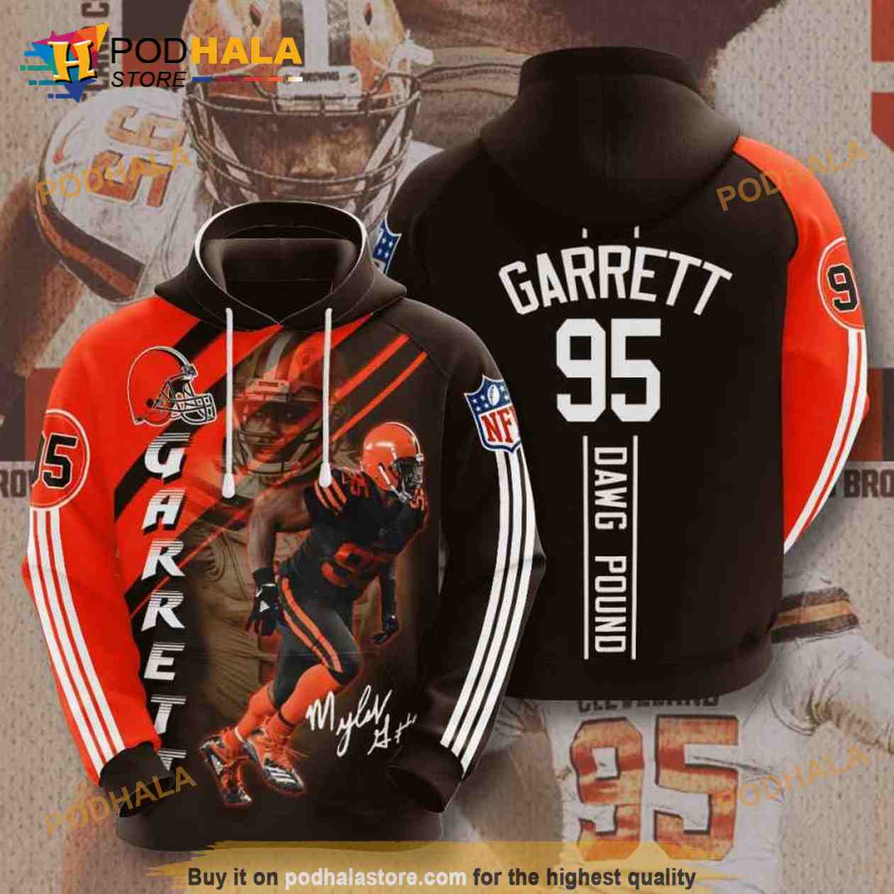 Cleveland Browns NFL Myles Garrett 3D Hoodie Sweatshirt - Bring Your Ideas,  Thoughts And Imaginations Into Reality Today