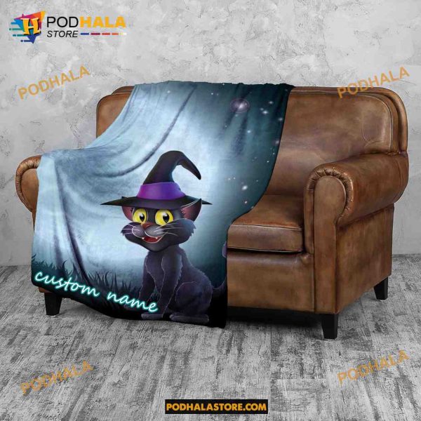 Creative Cat Blanket Custom Name Quilt Halloween Blanket
