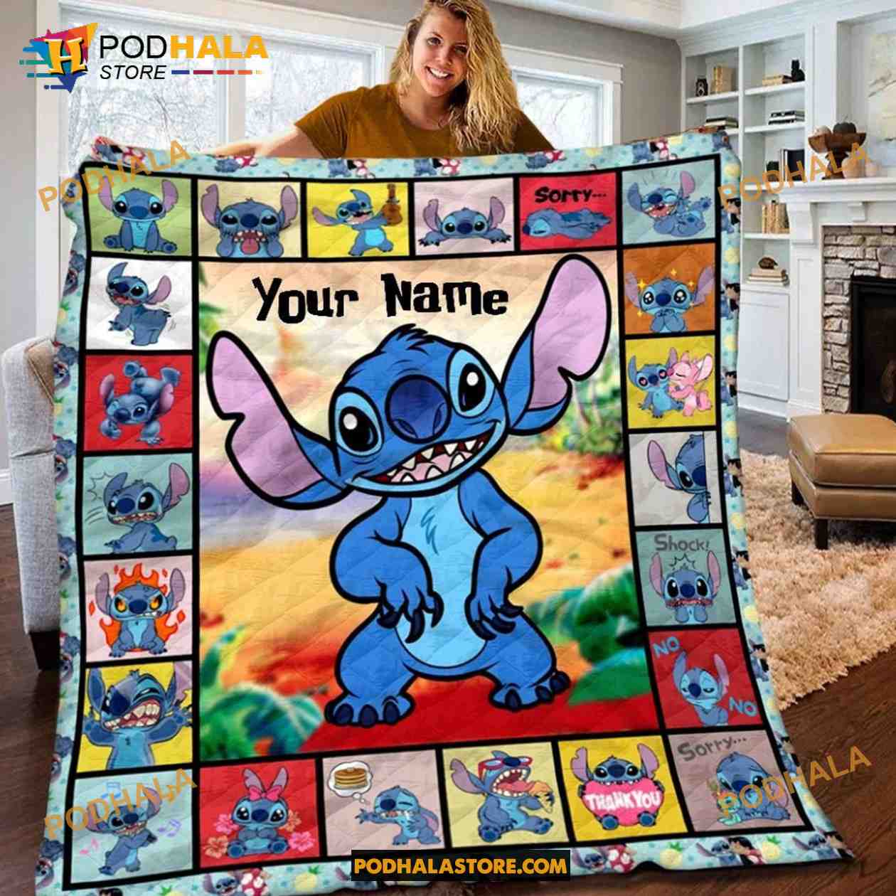 Custom Name Disney Stitch Blanket, Lilo And Stitch Gifts - Bring Your Ideas,  Thoughts And Imaginations Into Reality Today