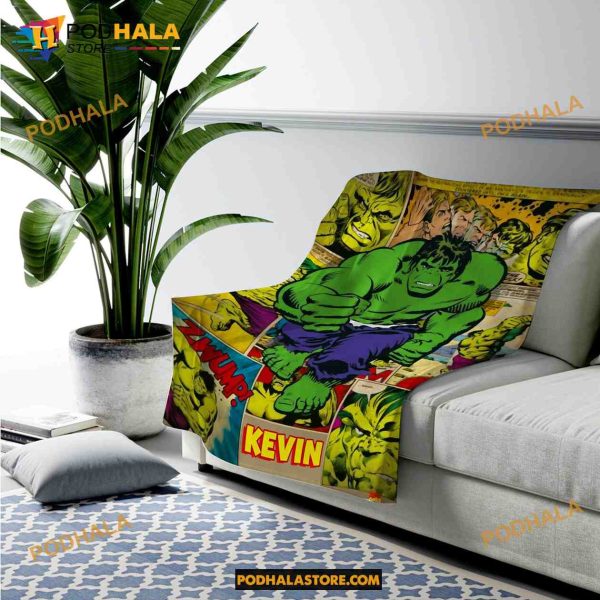 Custom Name Avenger Hulk Marvel Blanket, Super Hero Blanket For Fans