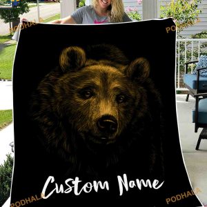 Custom Name Bear Blanket, Bear Fleece Blankets