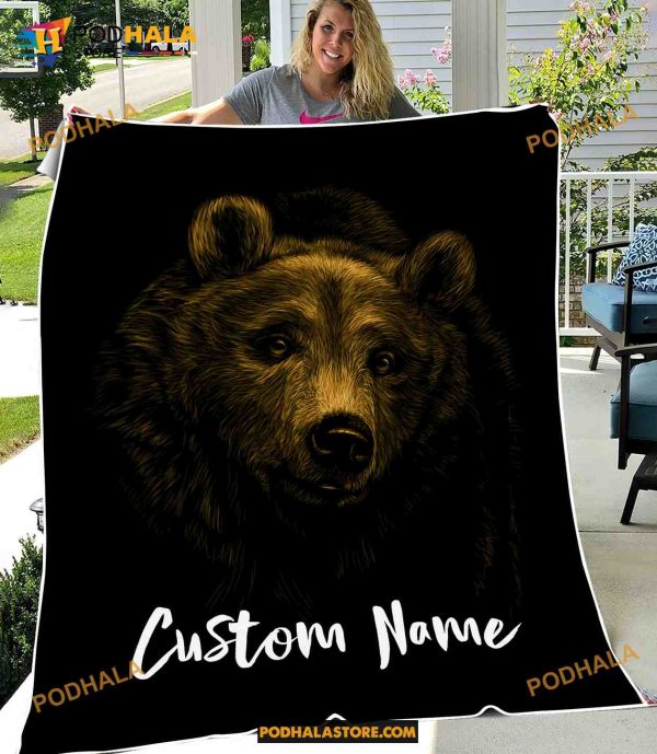 Custom Name Bear Blanket, Bear Fleece Blankets