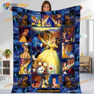 Custom Name Beauty and the Beast Blanket, Belle Princess Birthday Kid Gift, Beauty and the Beast Lovers Gift