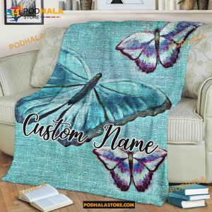 Custom Name Butterfly Blanket - Butterfly Blanket - Butterfly Fleece Blankets
