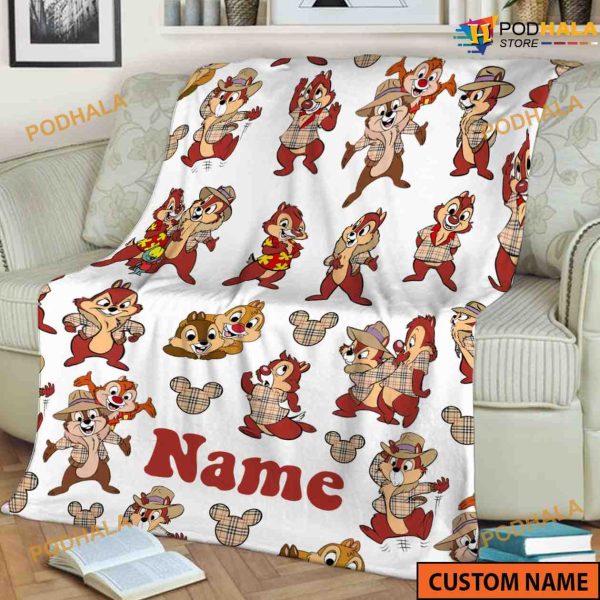 Custom Name Chipmunks Fleece Blanket, Chip And Dale Fleece Blanket