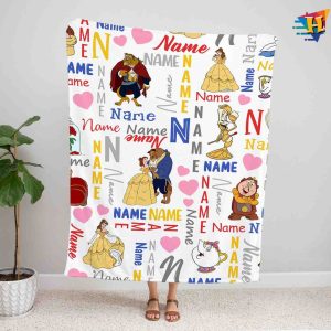 Custom Name Disney Beauty And The Beast Disney Fleece Blanket