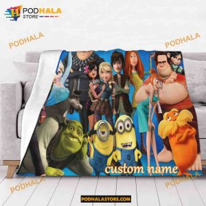 Custom Name Disney Cartoon Fleece Blankets