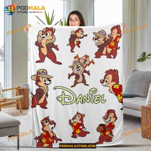Custom Name Disney Chip And Dale Blanket, Birthday Gifts, Christmas Gifts