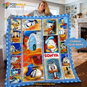 Custom Name Disney Donald Duck Blanket, Christmas Gifts For Disney Lovers