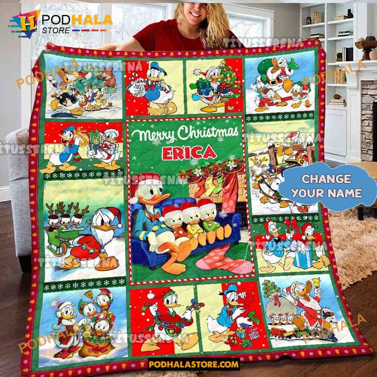 https://images.podhalastore.com/wp-content/uploads/2023/08/Custom-Name-Disney-Donald-Duck-Blanket-Disney-Gifts-For-Adults-Christmas-Blanket.jpg