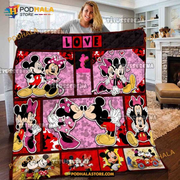 Custom Name Disney LOVE Mickey Mouse Blanket, Mickey Mouse Quilt