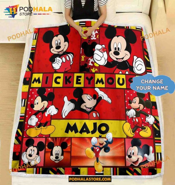 Custom Name Disney Mickey Mouse Blanket, Mickey Mouse Birthday Gifts