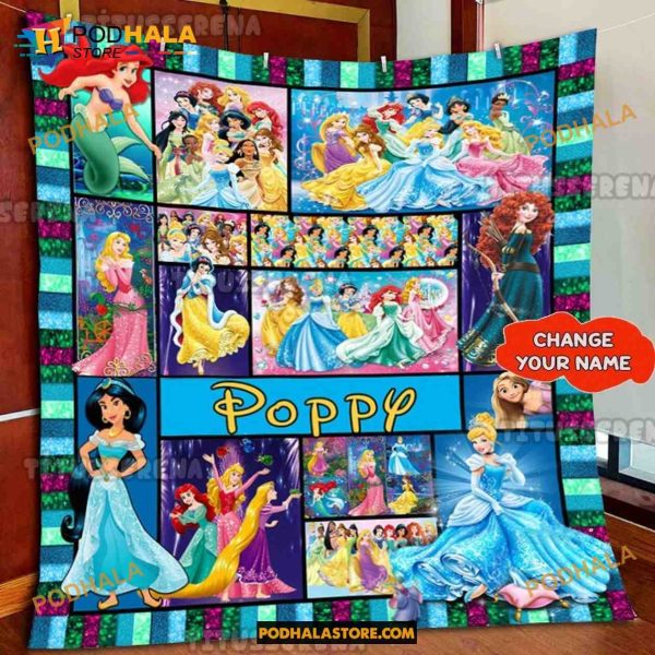 Custom Name Disney Princess Blanket, Disney Princess Gifts, Xmas Gifts