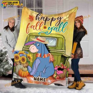Custom Name Eeyore Halloween Blanket, Pooh Bear Disney Sofa Blanket