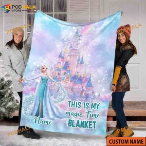 Custom Name Frozen Disney Fleece Blanket, Frozen This Is My Magic Time Blanket