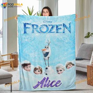 Custom Name Frozen Snow Princess Disney Blanket, Disney Frozen Bedding Sofa Blanket