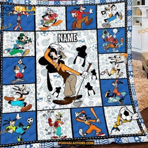 Custom Name Goofy Play Sports Disney Blanket, Goofy Birthday Kid Gift