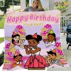 Custom Name Gracie Corner Gold Pink Birthday Fleece Blanket, Quilt, Christmas Gifts