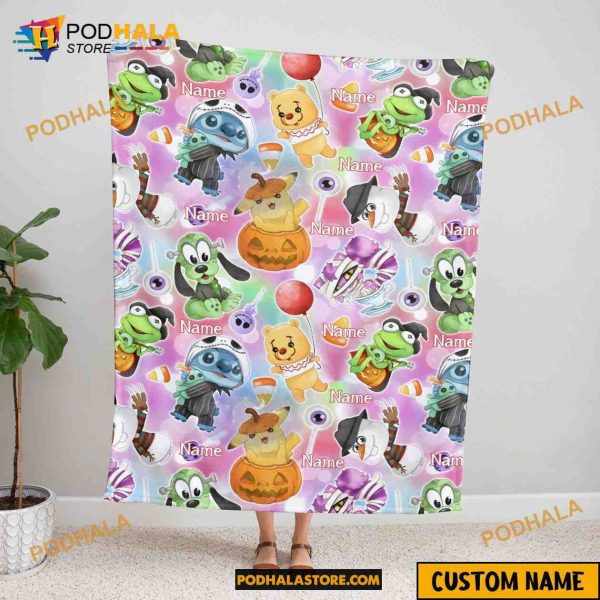 Custom Name Halloween Disney Blanket, Pooh And Character Blanket
