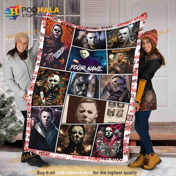 Custom Name Halloween Horror Movie Character Michael Myers Blanket, Michael Myers Quilt