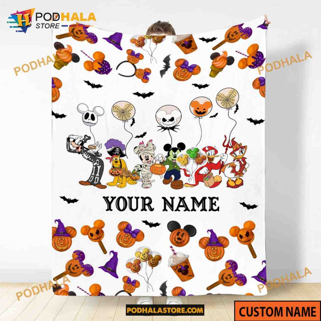 Custom Name Halloween Mickey And Friends Blanket
