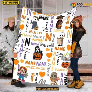 Custom Name Horror Movies Halloween Blanket, The Serial Killers Fleece Blanket, Halloween Gifts