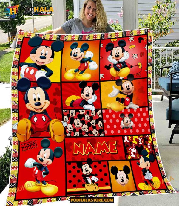 Custom Name Mickey Mouse Blanket, Christmas Gift Ideas