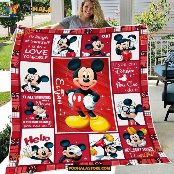 Custom Name Mickey Mouse Blanket, Mickey Mouse Quilt Blanket, Mickey Mouse Gift