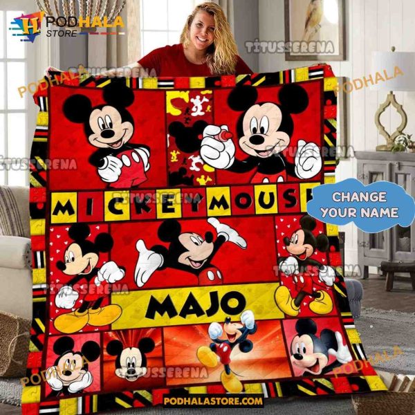 Custom Name Mickey Mouse Blanket, Mickey Quilt, Mickey Mouse Gifts