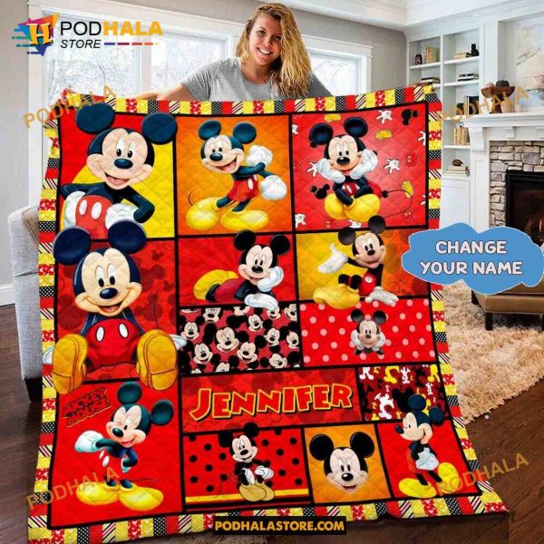 Custom Name Mickey Mouse Quilt, Mickey Mouse Birthday Gifts