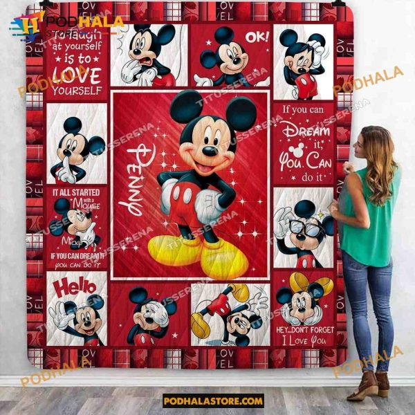 Custom Name Mickey Mouse Quilt, Mickey Mouse Blanket Gift