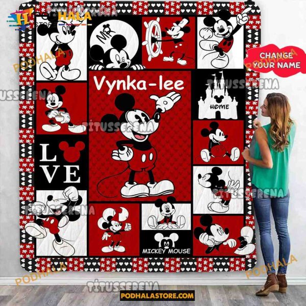 Custom Name Mickey Mouse Quilt, Mickey Mouse Blanket, Mickey Mouse Birthday Gifts