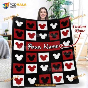 Custom Name Mickey Pattern Blanket, Disney Kids Blanket, Disney Quilt