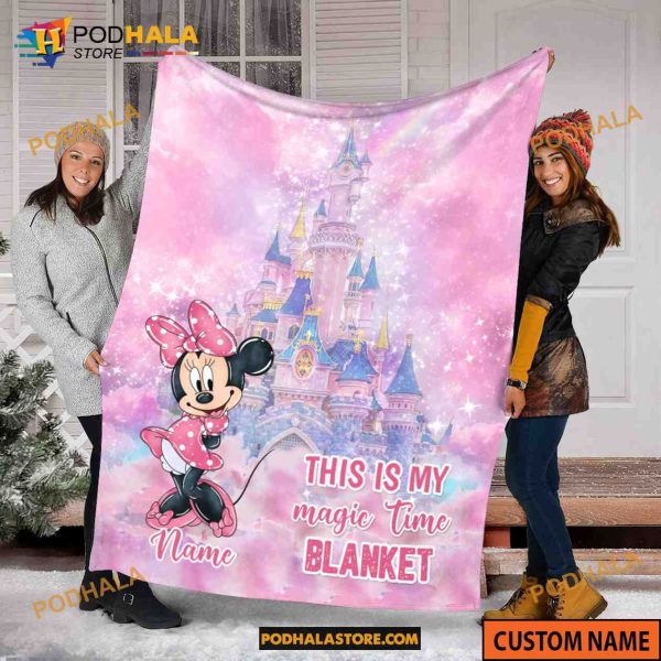 Custom Name Minnie Mouse This Is My Magic Time Blanket, Mickey Castle Disney Quilt