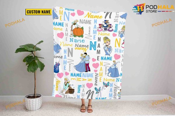 Custom Name Princess Cinde Tapestry Fleece Blanket