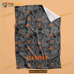 Custom Name Pumpkin Boo Funny Halloween Blanket, Halloween Gift For Kids