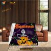 Custom Name Pumpkin Ghost Halloween Fleece Blanket, Scary Halloween Quilt 12