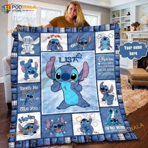 Custom Name Stitch Disney Quilt Blanket, Custom Stitch Fleece Blanket