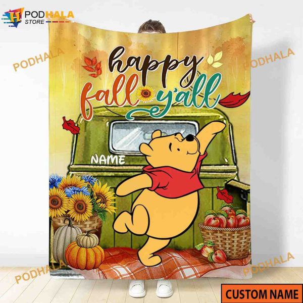 Custom Name The Pooh Halloween Blanket, Pooh Bear Disney Sofa Blanket