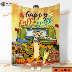 Custom Name Tiger Halloween Blanket, Pooh Bear Disney Sofa Blanket